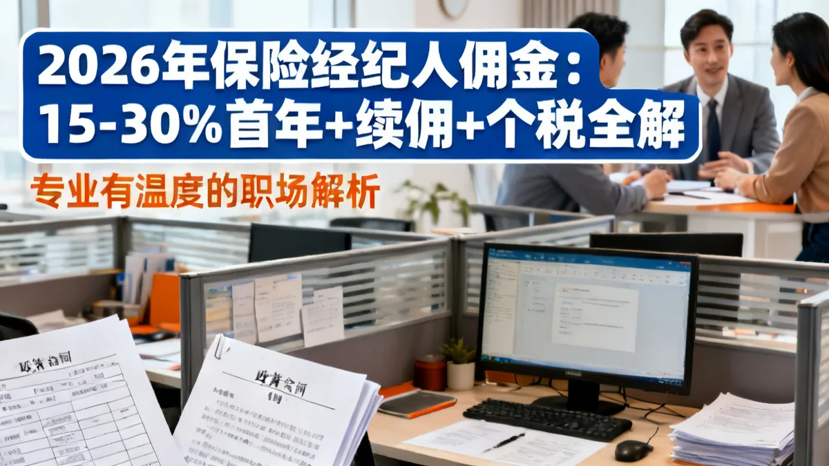 保险经纪人佣金2026：首年+续佣+个税