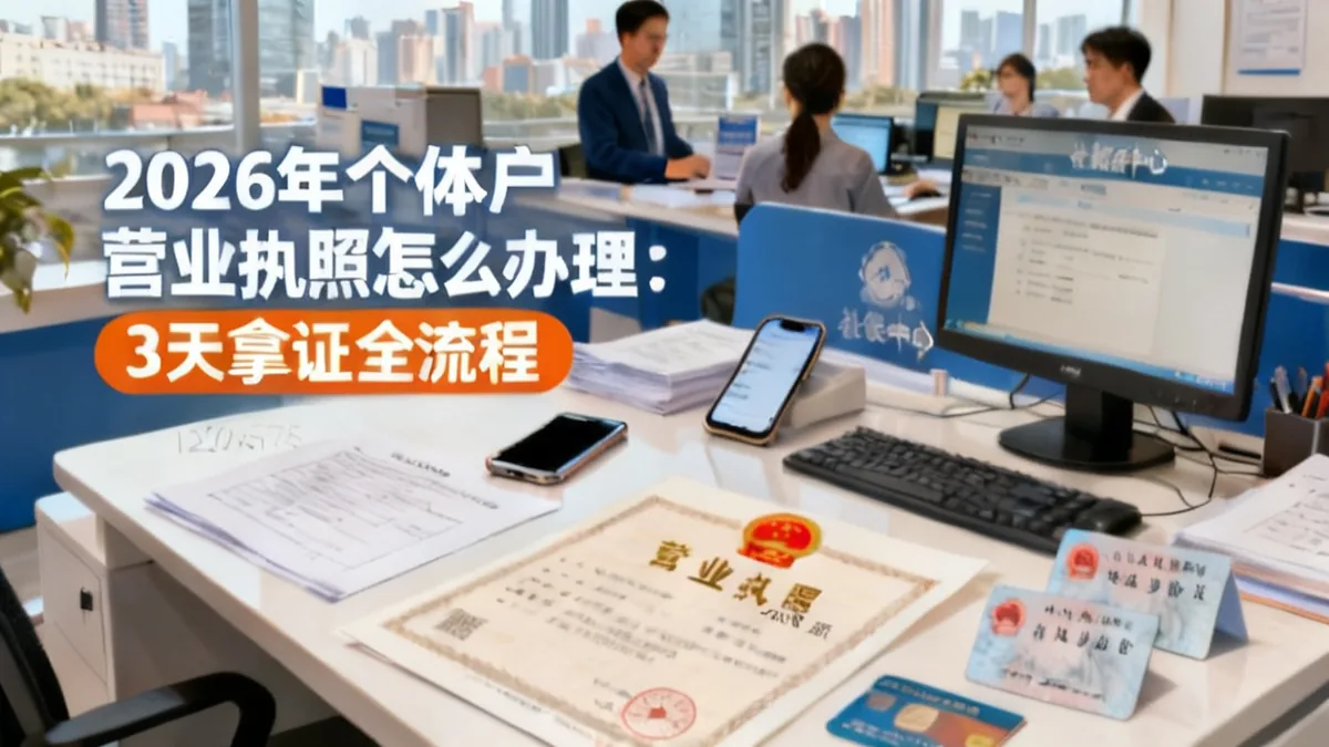 个体户营业执照2026：3天拿证、电子化办理全流程