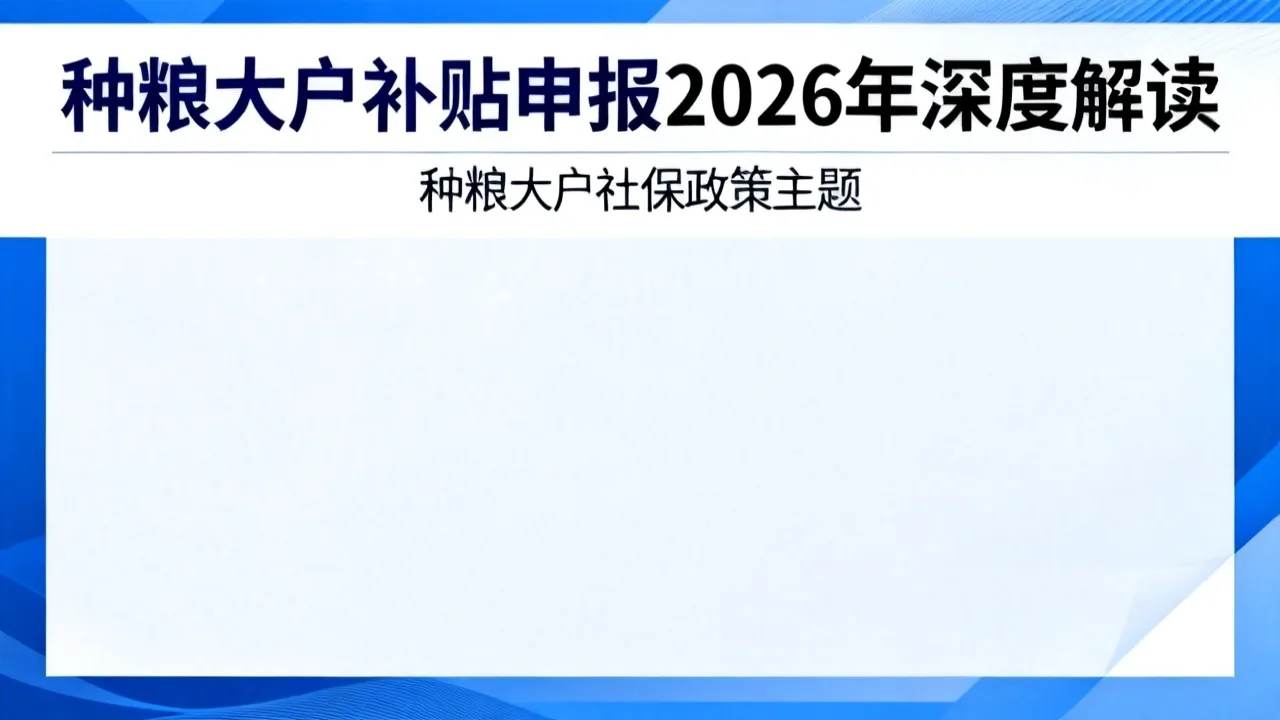 种粮大户补贴申报 2026