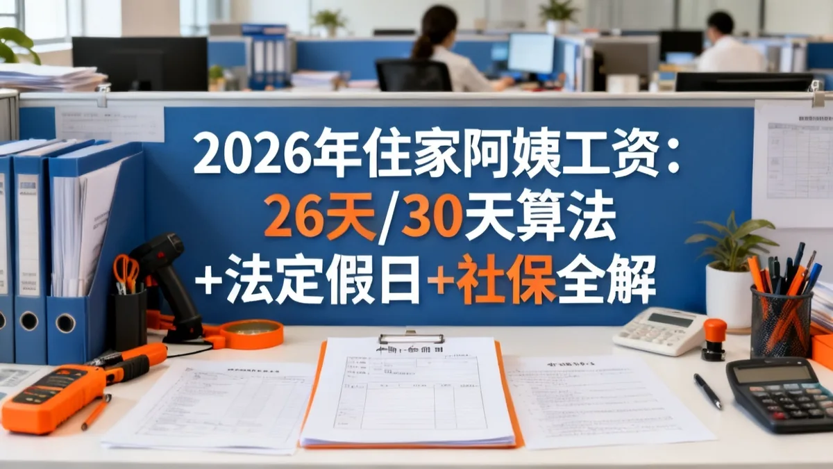住家阿姨工资2026：26天/月算法+法定假日+个税申报
